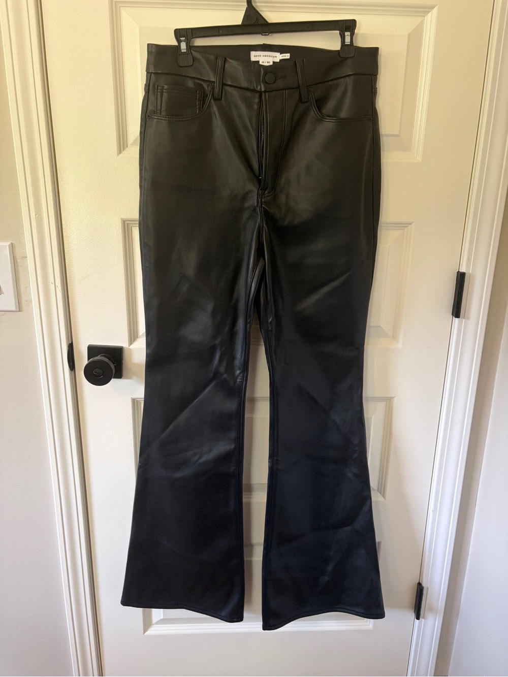 Good American Black Faux Leather High-Rise Pants